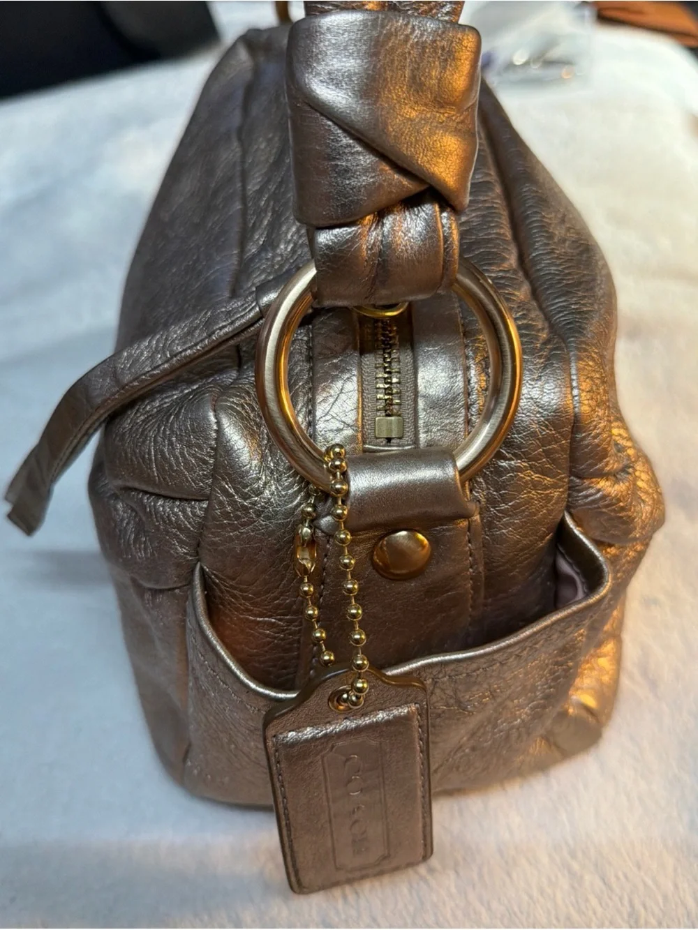 Coach #13465 Metallic Bronze Leather Shoulder Bag - Women